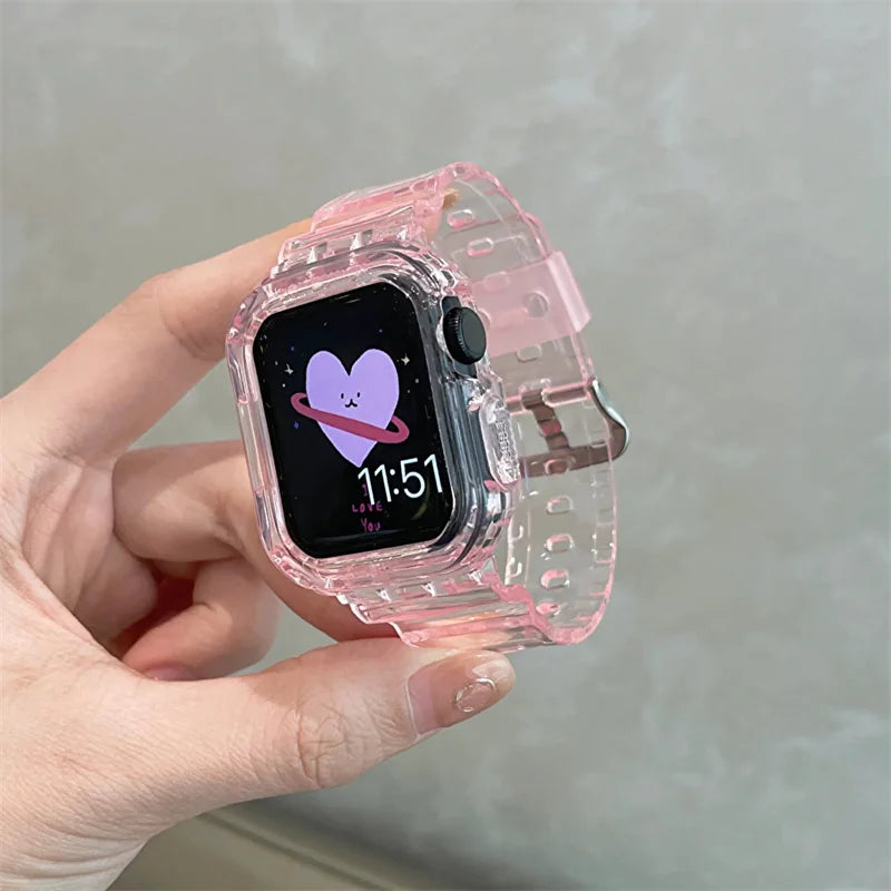 Pink Transparent Case+Strap - ShieldMyiPhone