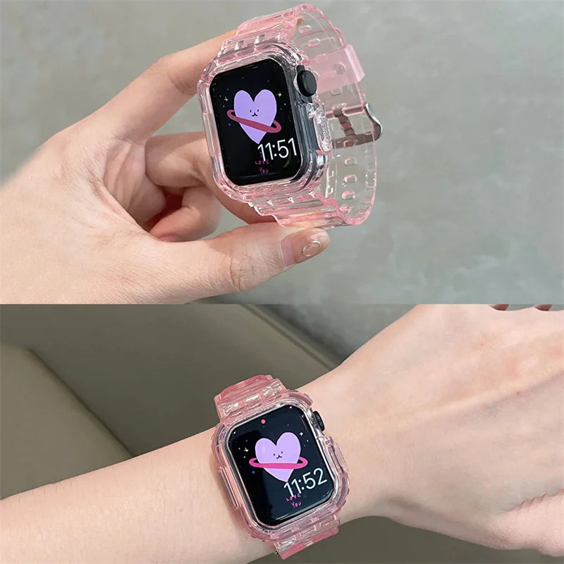 Pink Transparent Case+Strap - ShieldMyiPhone