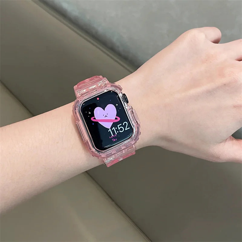 Pink Transparent Case+Strap - ShieldMyiPhone