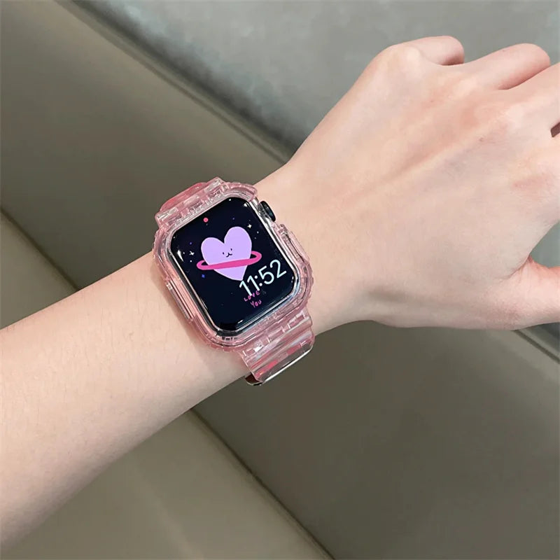 Pink Transparent Case+Strap - ShieldMyiPhone